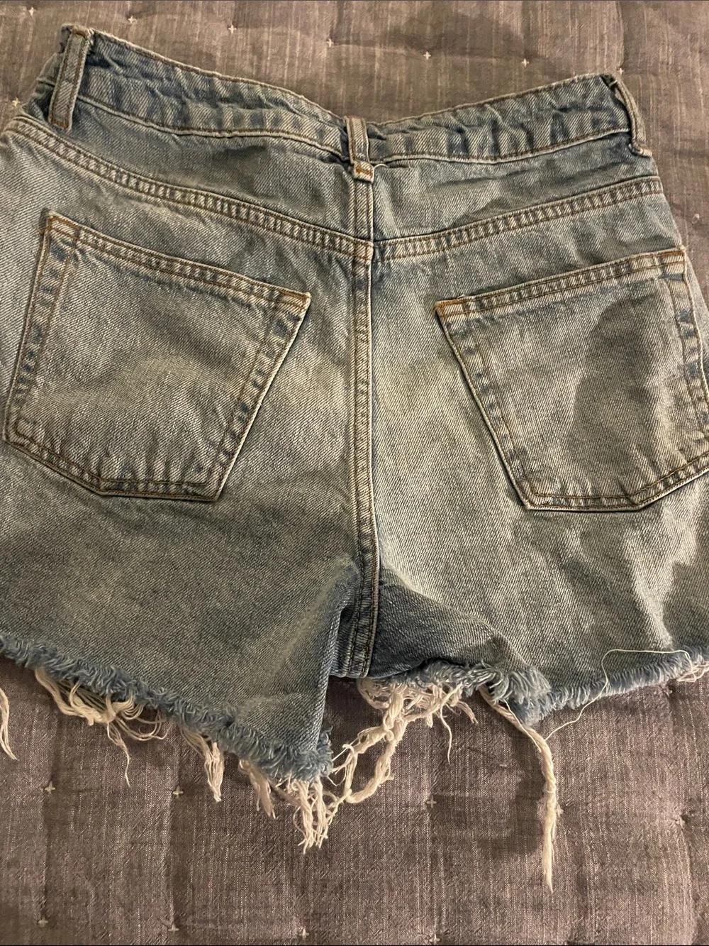 Topshop Light Blue Distressed Denim Cutoff Shorts